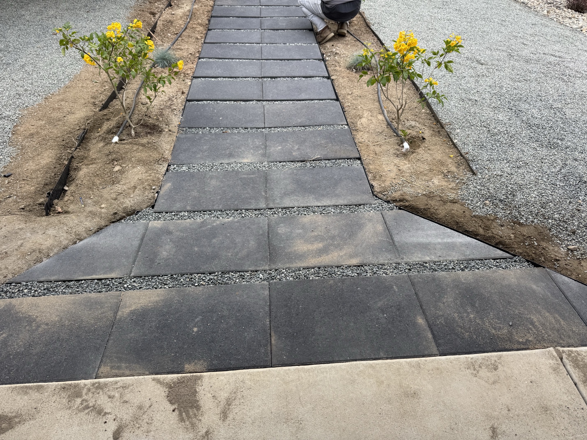 Walkway and bed install